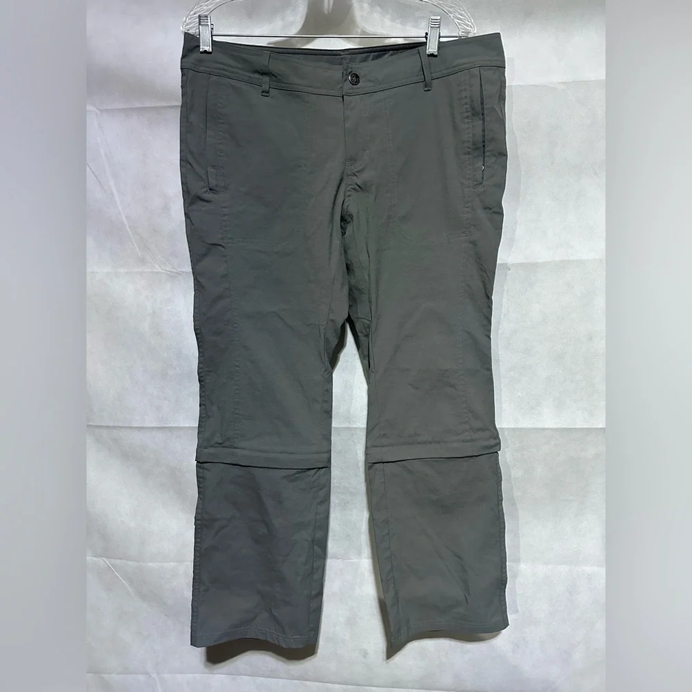 REI Women’s 14 Petite Activewear Convertible Pants Straight Leg Gray Stretch EUC